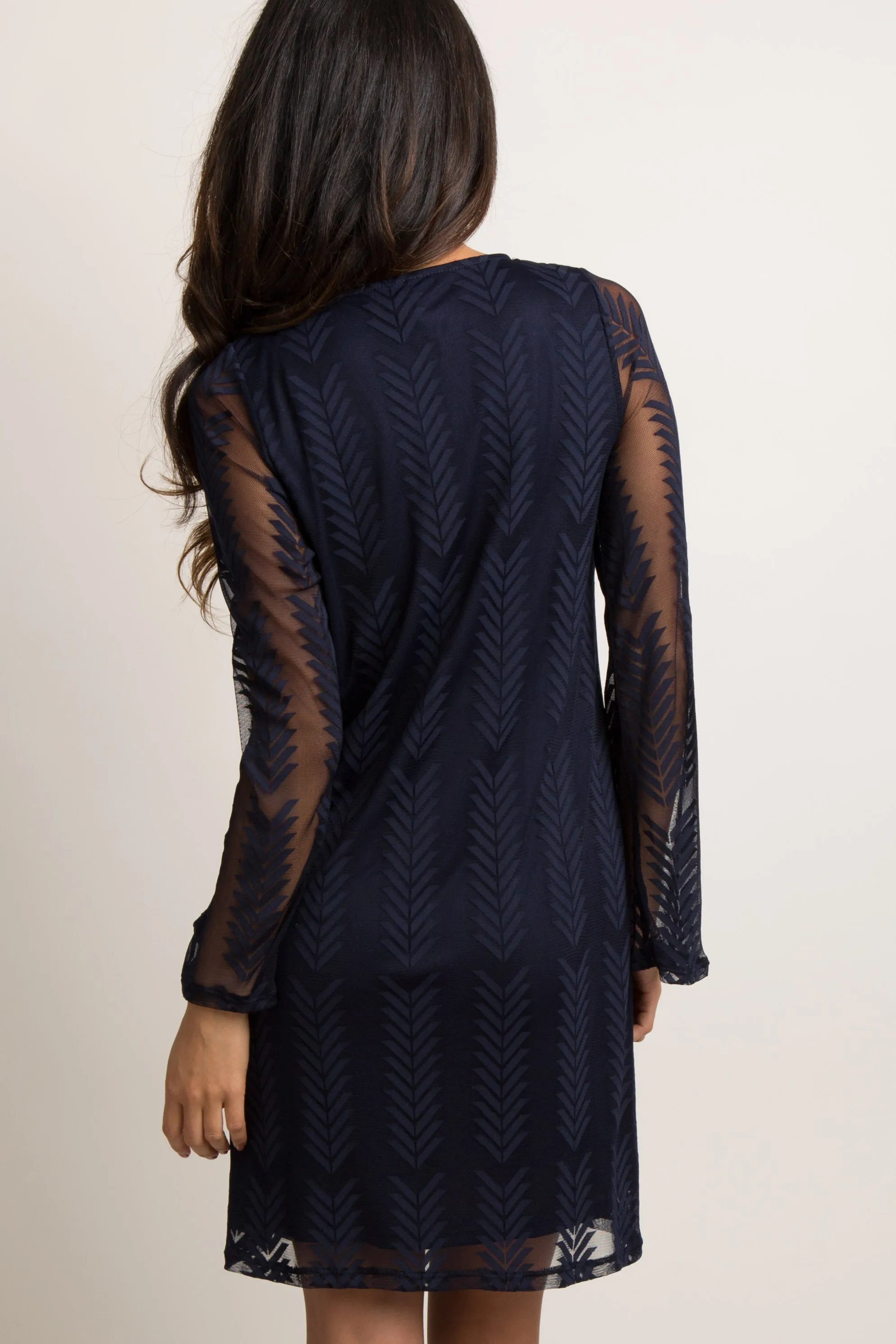 PinkBlush Navy Mesh Overlay Dress sold by Pinkblush product image thumbnail 2