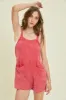 Cherry Red Washed Gauze Overall Style Romper sold by Pinkblush