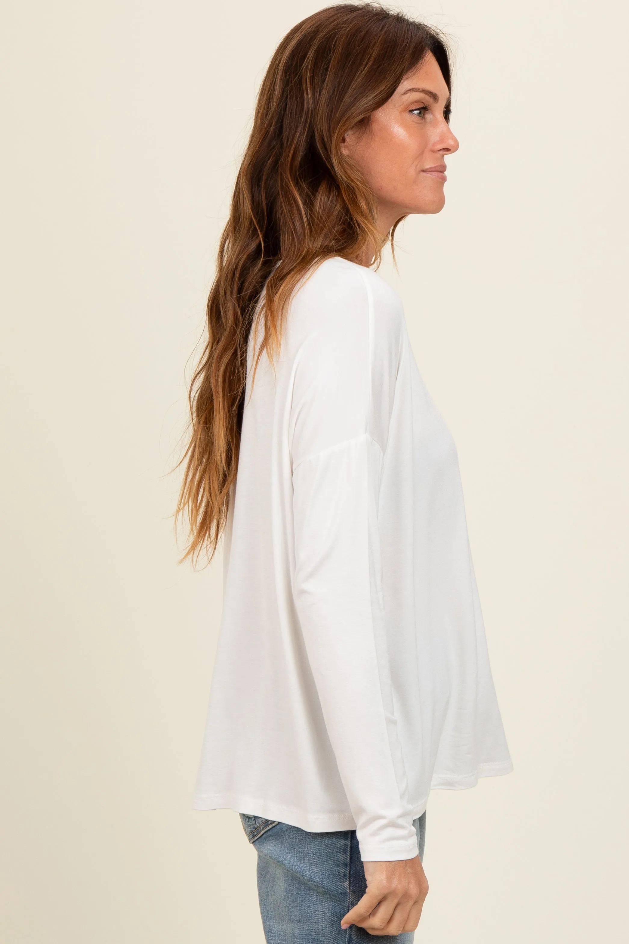 Ivory Drop Shoulder Long Sleeve Top sold by Pinkblush product image thumbnail 3