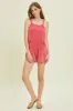 Cherry Red Washed Gauze Overall Style Romper sold by Pinkblush
