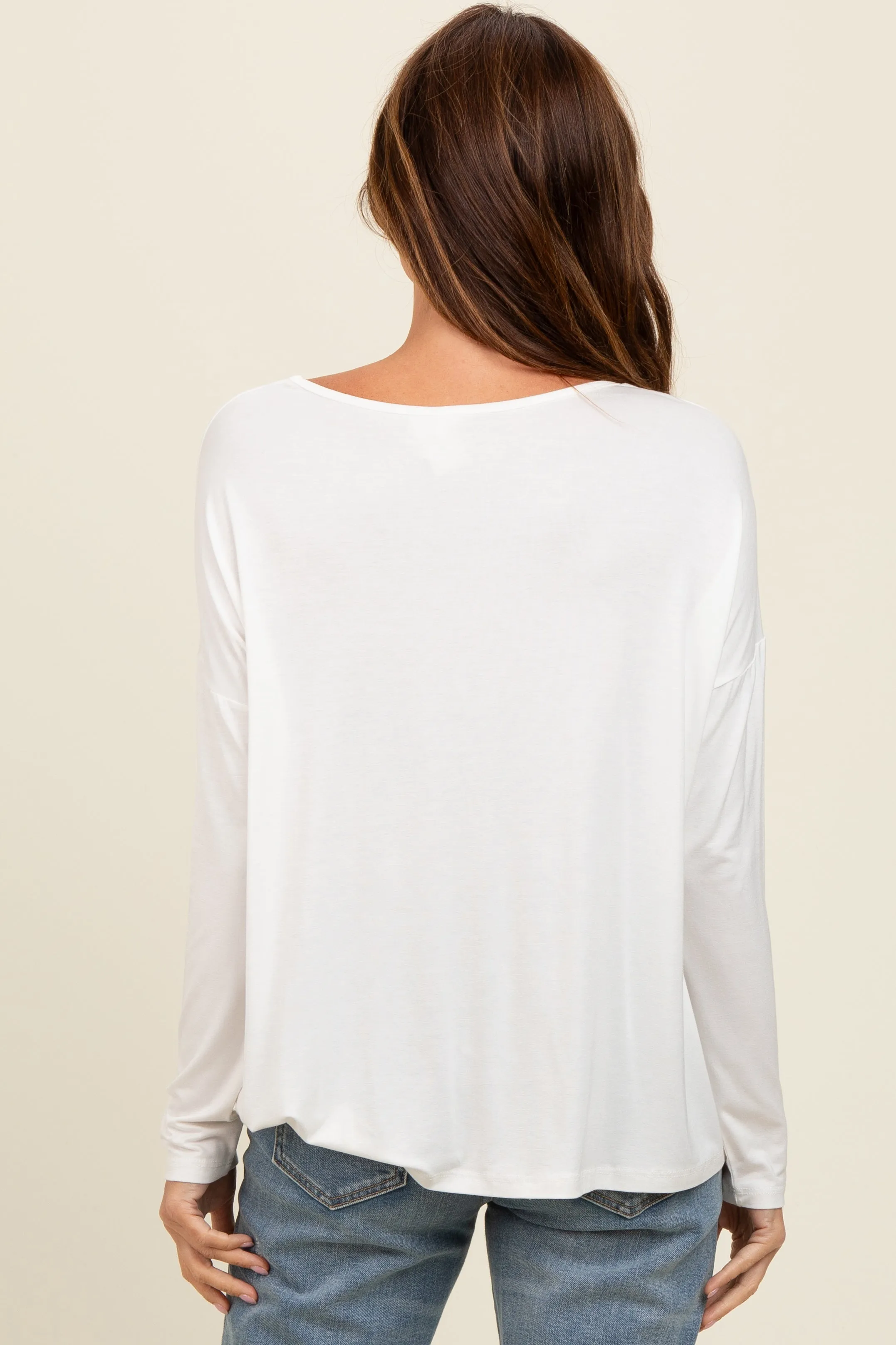 Ivory Drop Shoulder Long Sleeve Top sold by Pinkblush product image thumbnail 4