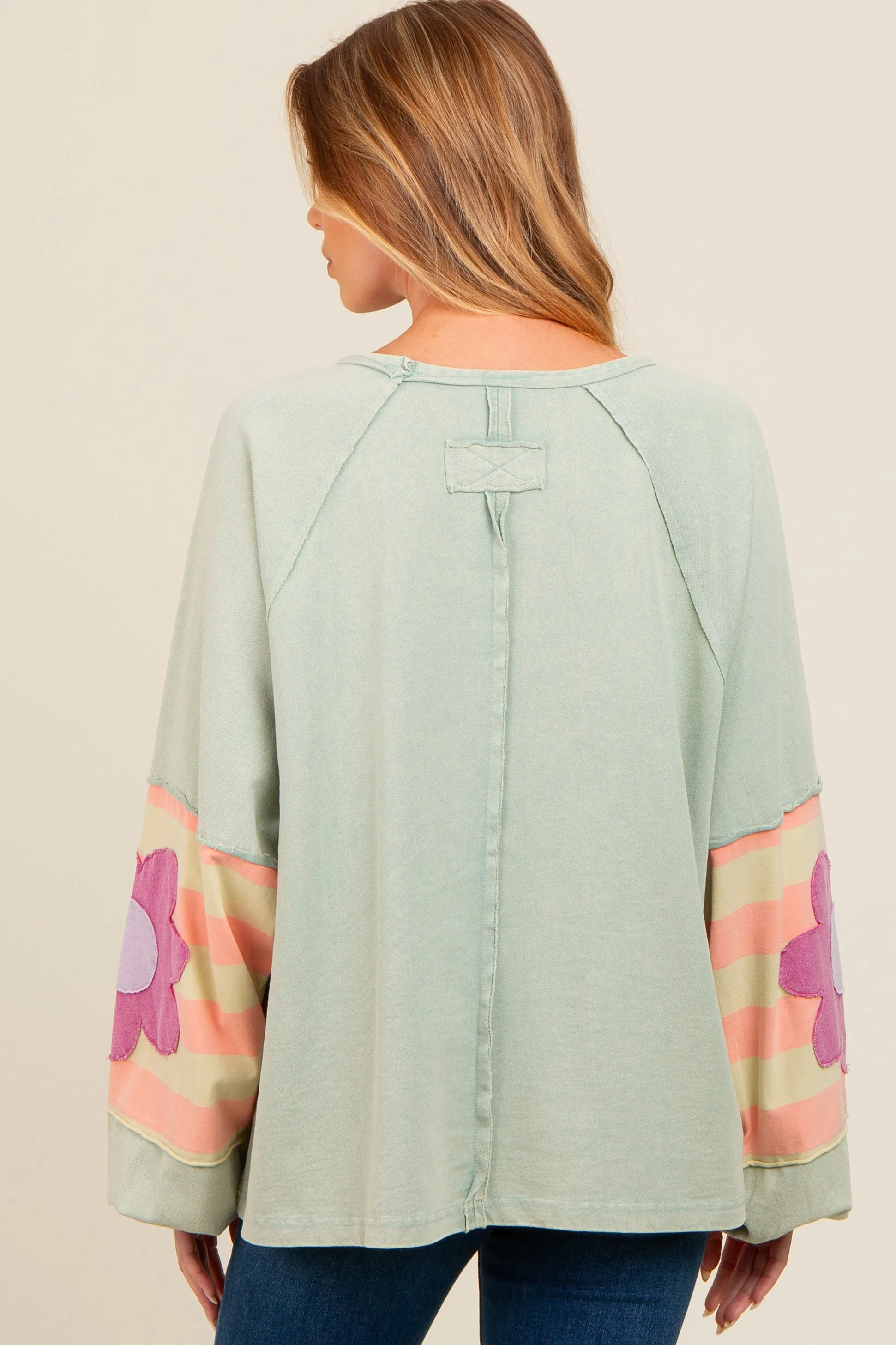 Mint Green Raw Edge Flower Patch Maternity Top sold by Pinkblush product image thumbnail 2