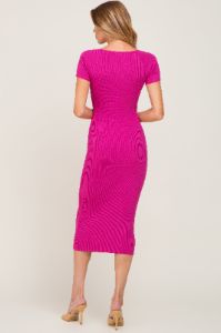 Fuchsia Ribbed Midi Dress sold by Pinkblush