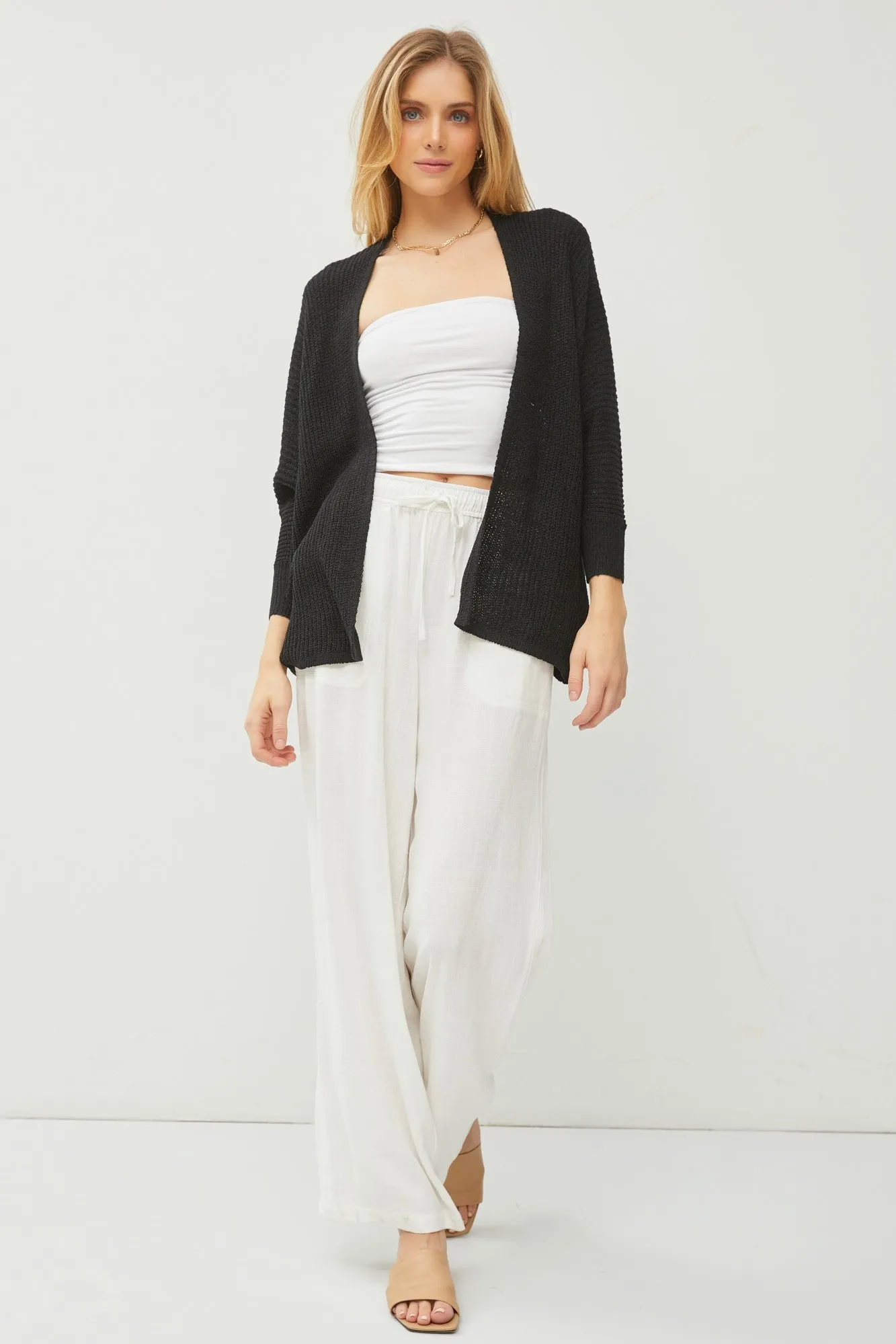 Black Knit Dolman Sleeve Cardigan sold by Pinkblush product image thumbnail 2