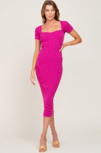 Fuchsia Ribbed Midi Dress sold by Pinkblush