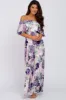Purple Floral Ruffle Off Shoulder Maternity Maxi Dress sold by Pinkblush