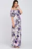 Purple Floral Ruffle Off Shoulder Maternity Maxi Dress sold by Pinkblush