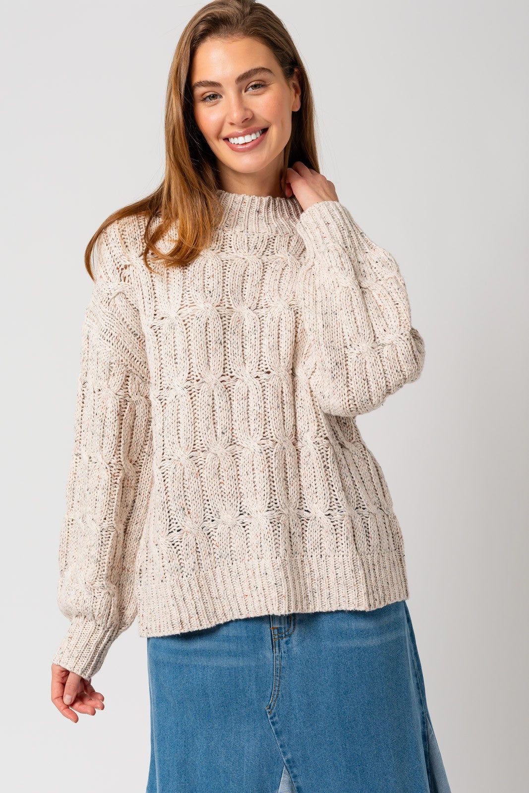 Beige Speckled Knit Sweater sold by Pinkblush product image thumbnail 2