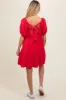 Red Ribbon Back Detail Puff Sleeve Maternity Mini Dress sold by Pinkblush