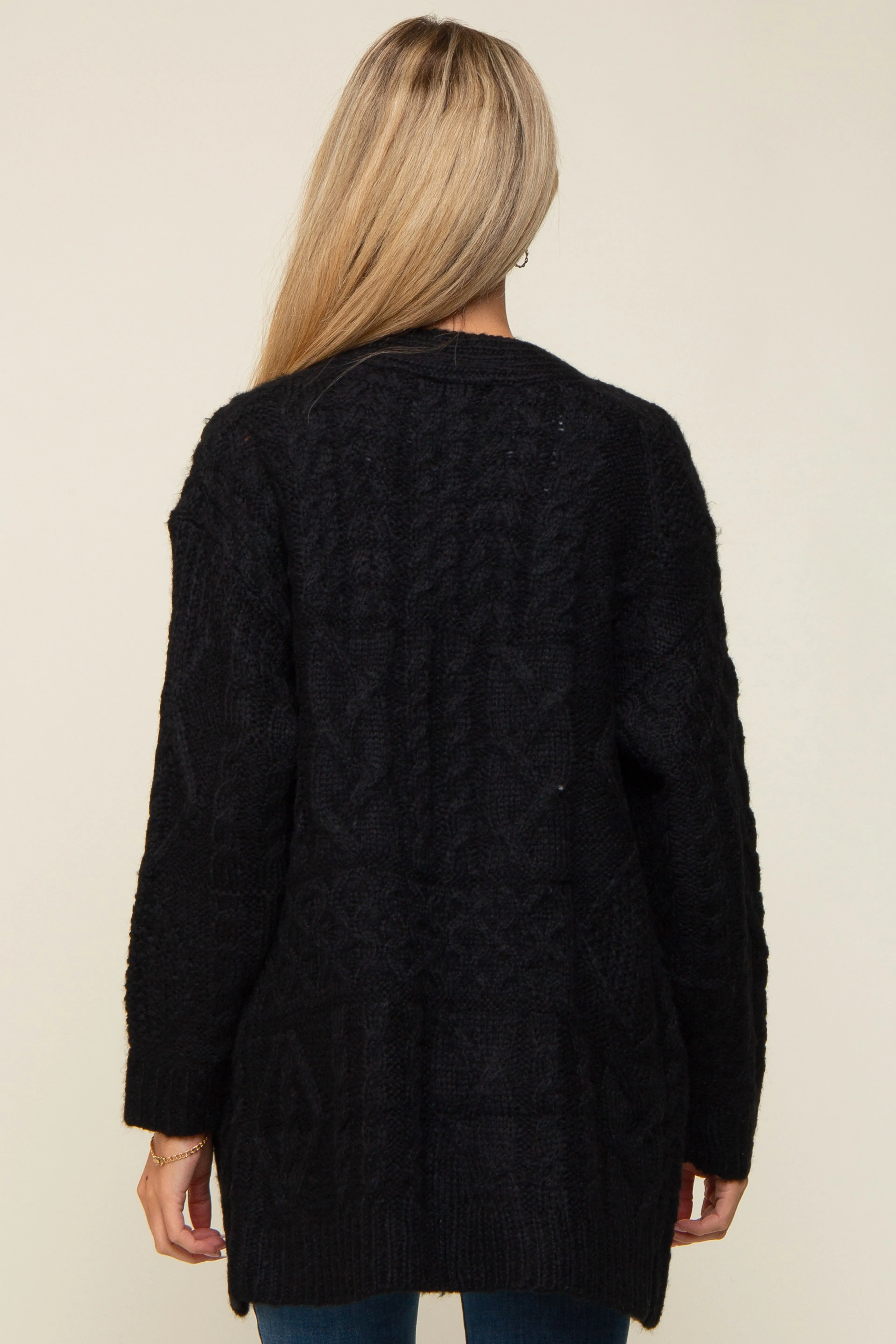 Black Cable Knit Maternity Cardigan sold by Pinkblush product image thumbnail 3