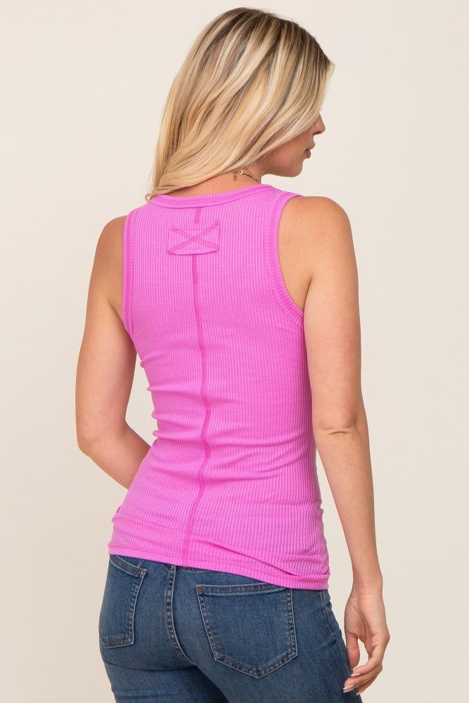 Fuchsia Button Accent Ribbed Tank sold by Pinkblush product image thumbnail 3