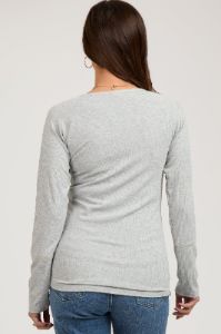 Heather Grey V-Neck Maternity Long Sleeve Shirt sold by Pinkblush