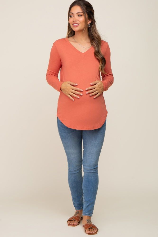 Rust Long Sleeve Maternity Top sold by Pinkblush product image thumbnail 5