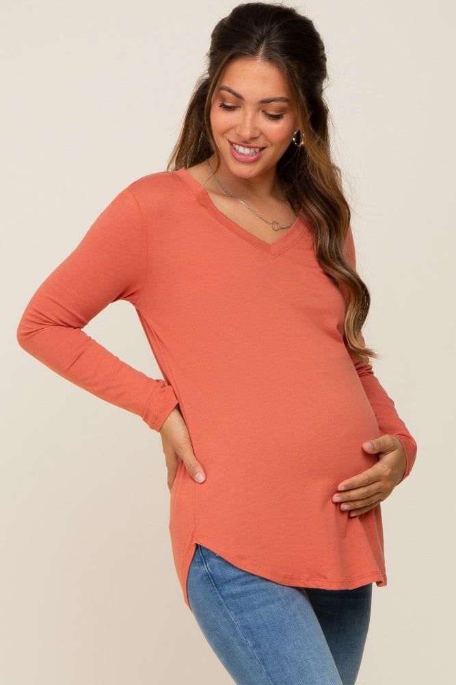 Rust Long Sleeve Maternity Top sold by Pinkblush product image thumbnail 2