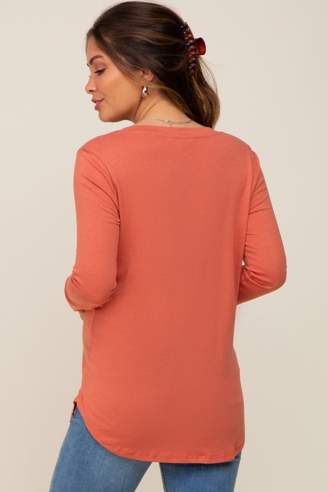 Rust Long Sleeve Maternity Top sold by Pinkblush product image thumbnail 3