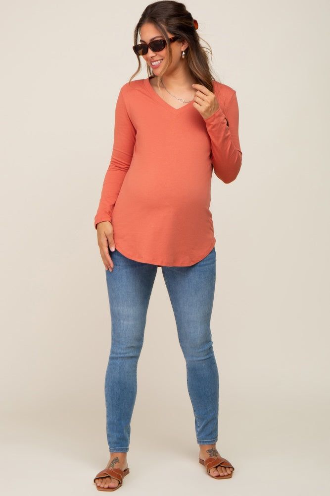Rust Long Sleeve Maternity Top sold by Pinkblush product image thumbnail 4