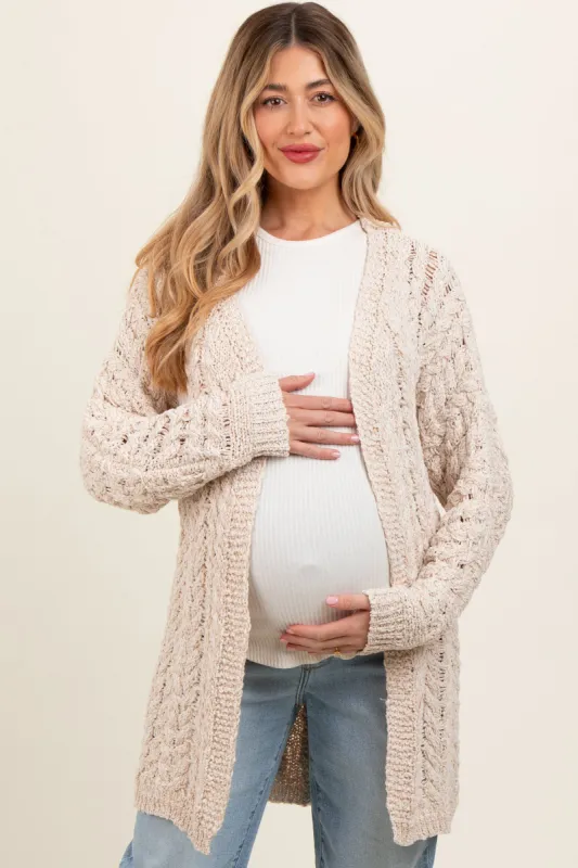 Cream Knit Maternity Cardigan sold by Pinkblush