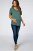 Teal V-Neck Maternity Short Sleeve Top sold by Pinkblush