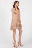 Mocha Ribbon Back Detail Puff Sleeve Mini Dress sold by Pinkblush