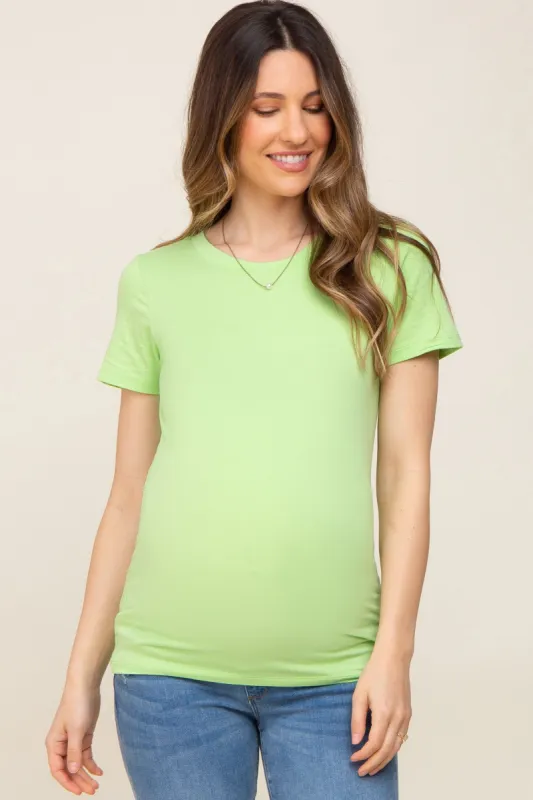 Lime Basic Crew Neck Maternity Tee sold by Pinkblush