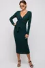 Forest Green Ribbed Long Sleeve Maternity Wrap Dress sold by Pinkblush