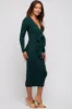 Forest Green Ribbed Long Sleeve Maternity Wrap Dress sold by Pinkblush