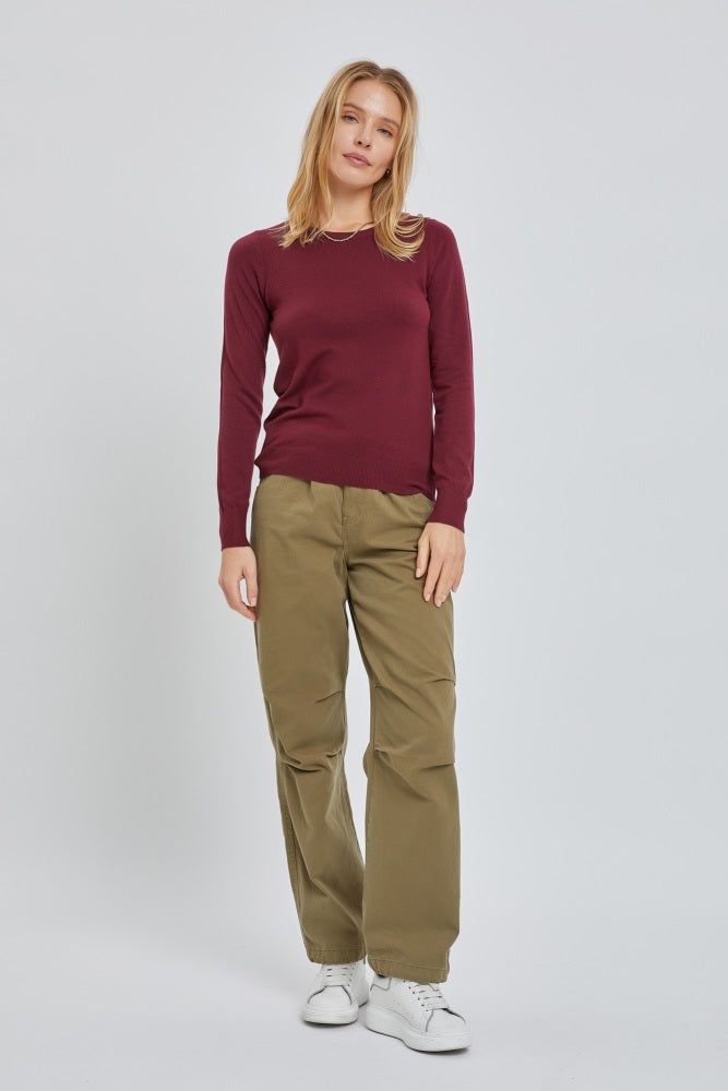 Burgundy Knit Long Sleeve Top sold by Pinkblush