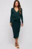 Forest Green Ribbed Long Sleeve Maternity Wrap Dress sold by Pinkblush