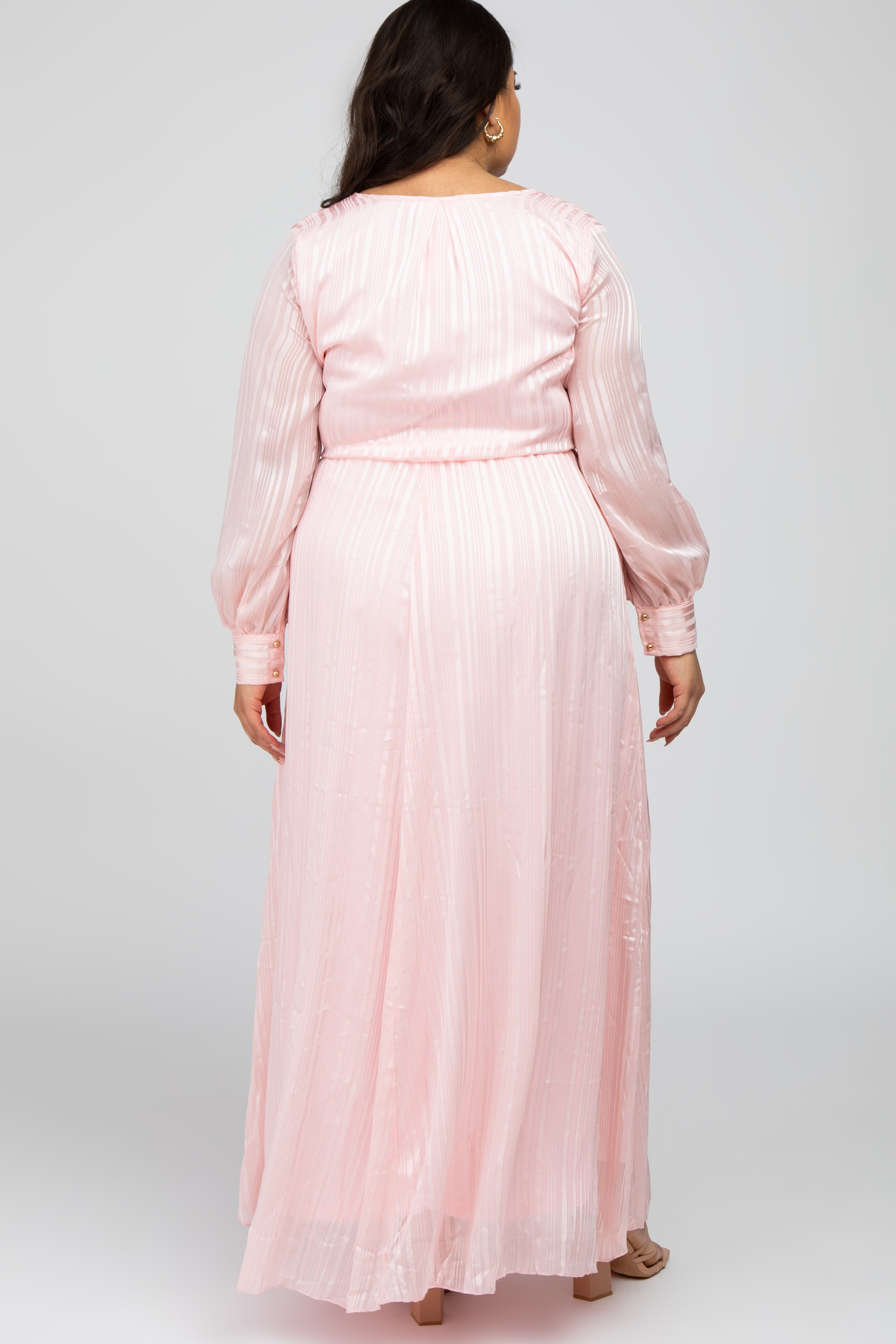 Pink Sparkle Chiffon Plus Maxi Dress sold by Pinkblush product image thumbnail 3