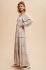 Beige Smocked Long Sleeve Ruffle Tiered Maxi Dress sold by Pinkblush