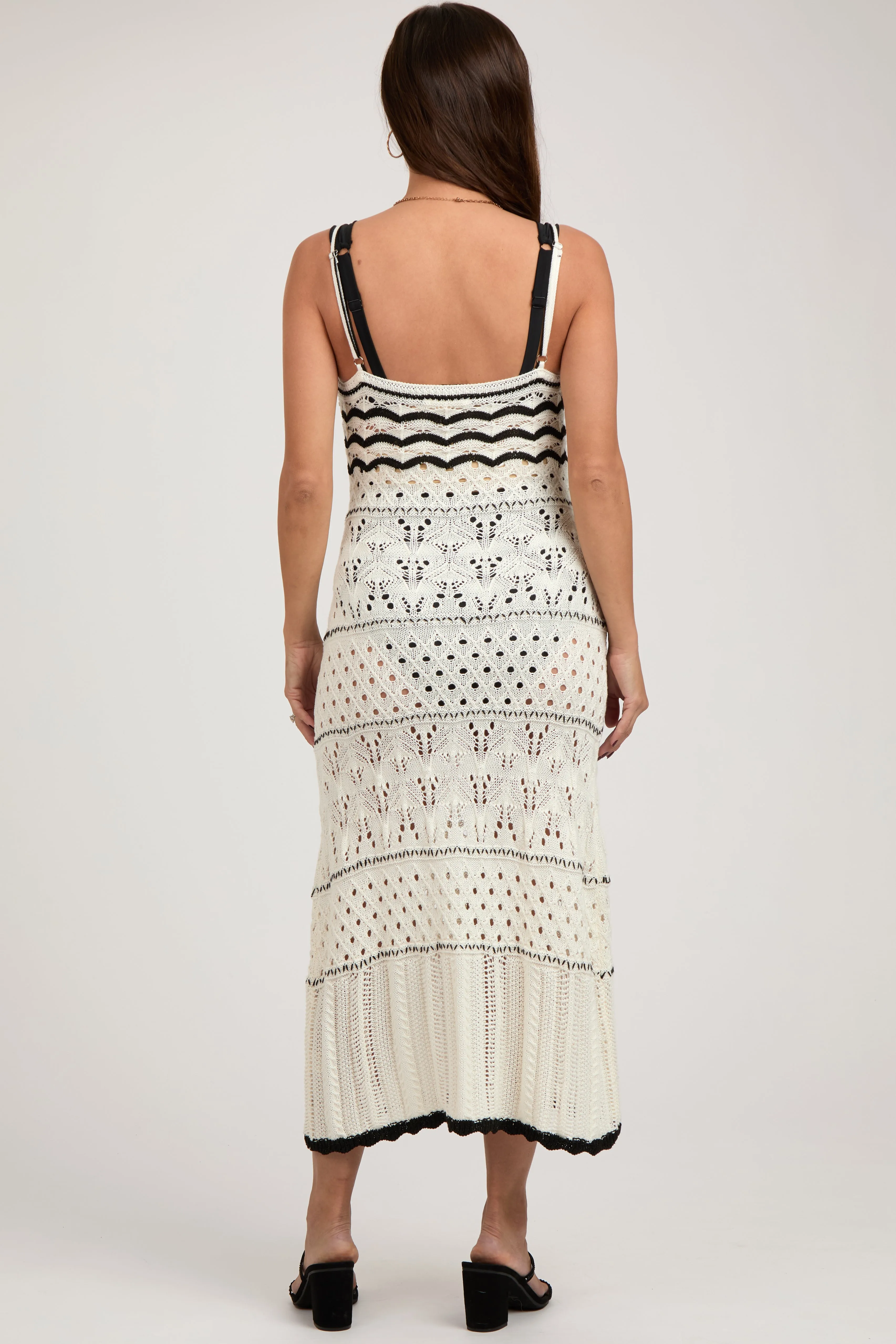 Cream Contrast Trim Crochet Maternity Maxi Swim Cover Up sold by Pinkblush product image thumbnail 3