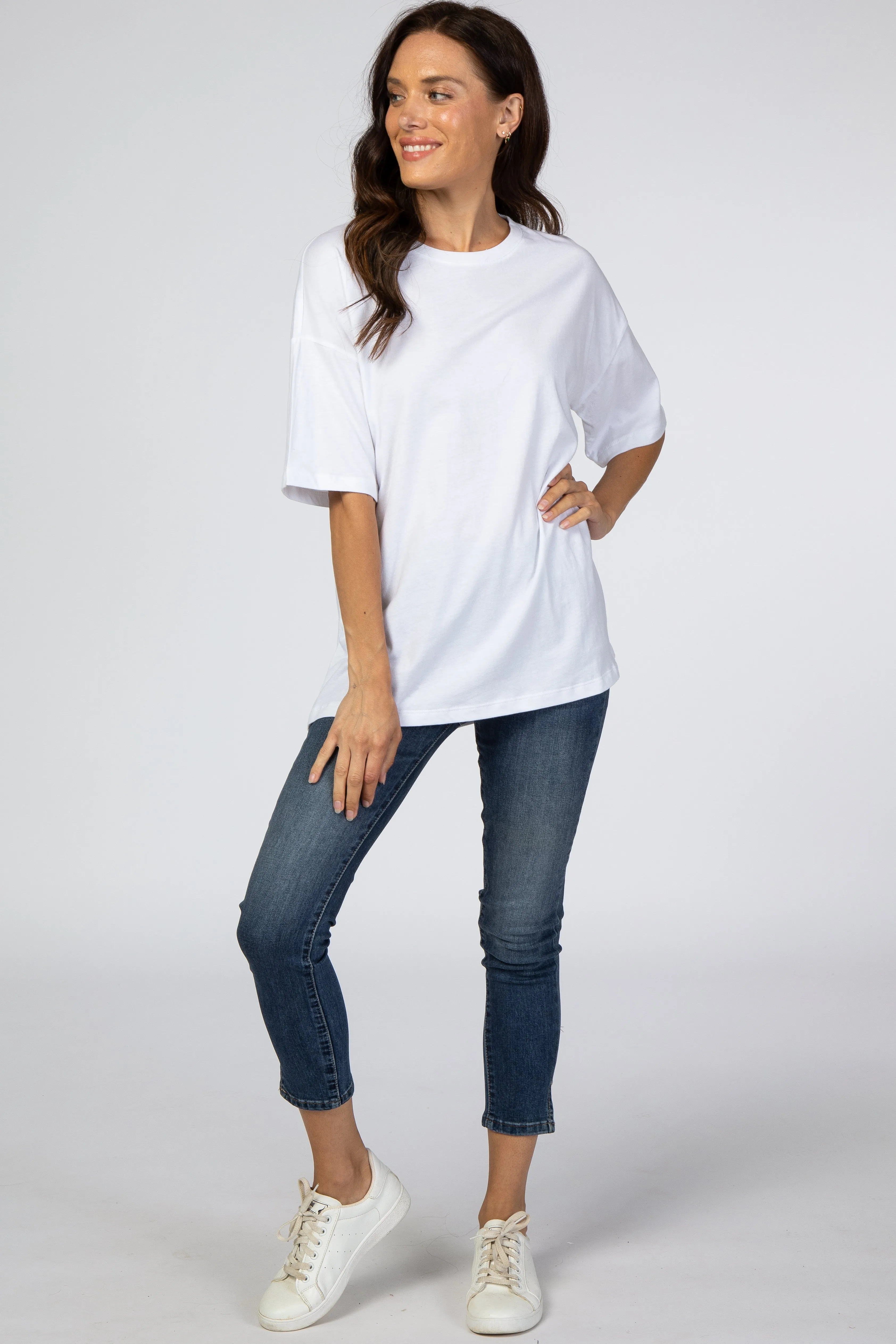 White Basic Short Sleeve Tee sold by Pinkblush product image thumbnail 4