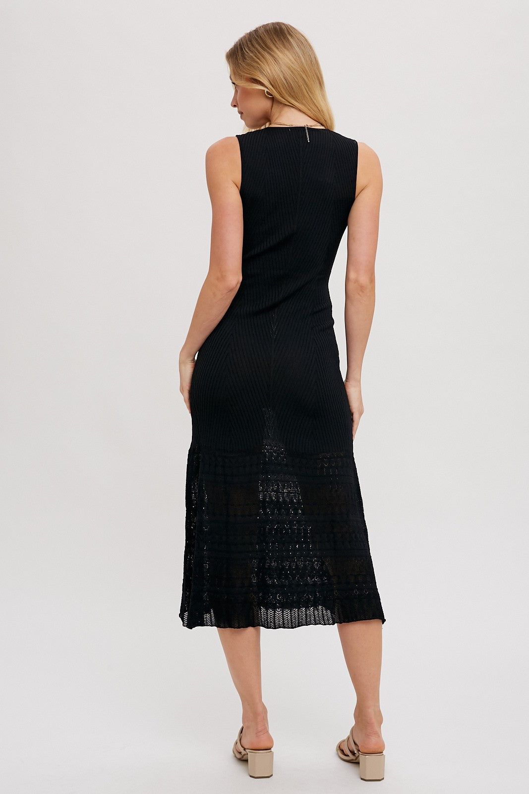 Black Sleeveless Knit Mermaid Midi Dress sold by Pinkblush product image thumbnail 3