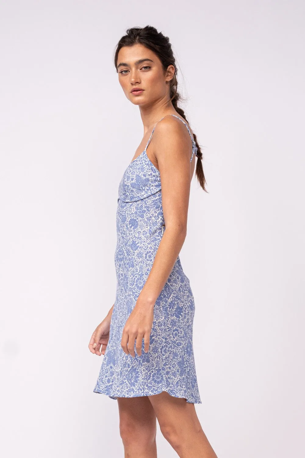 Blue Paisley Print Open Back Mini Dress sold by Pinkblush product image thumbnail 3