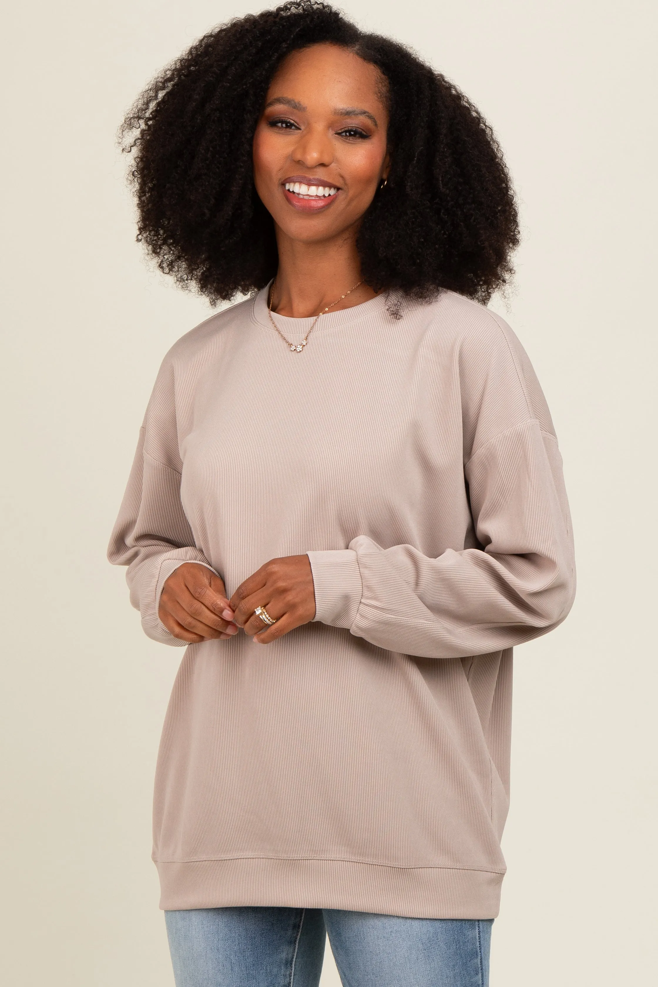 Beige Drop Shoulder Sweatshirt sold by Pinkblush product image thumbnail 2