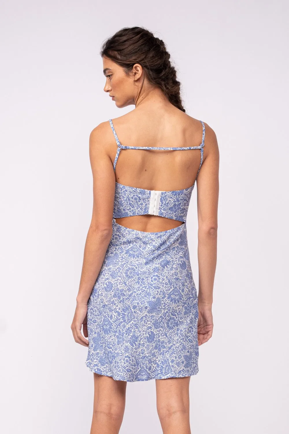 Blue Paisley Print Open Back Mini Dress sold by Pinkblush product image thumbnail 4