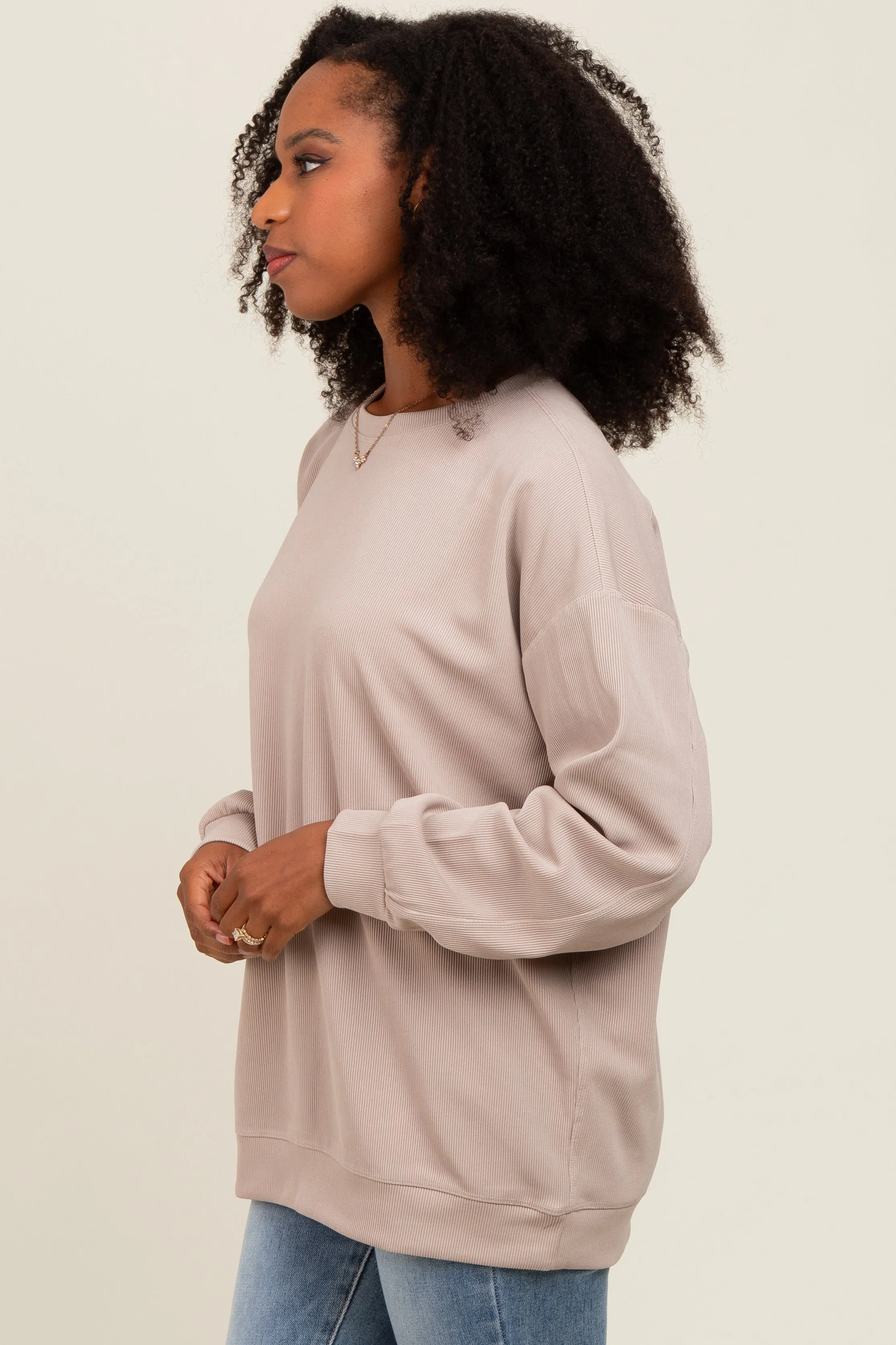 Beige Drop Shoulder Sweatshirt sold by Pinkblush product image thumbnail 3