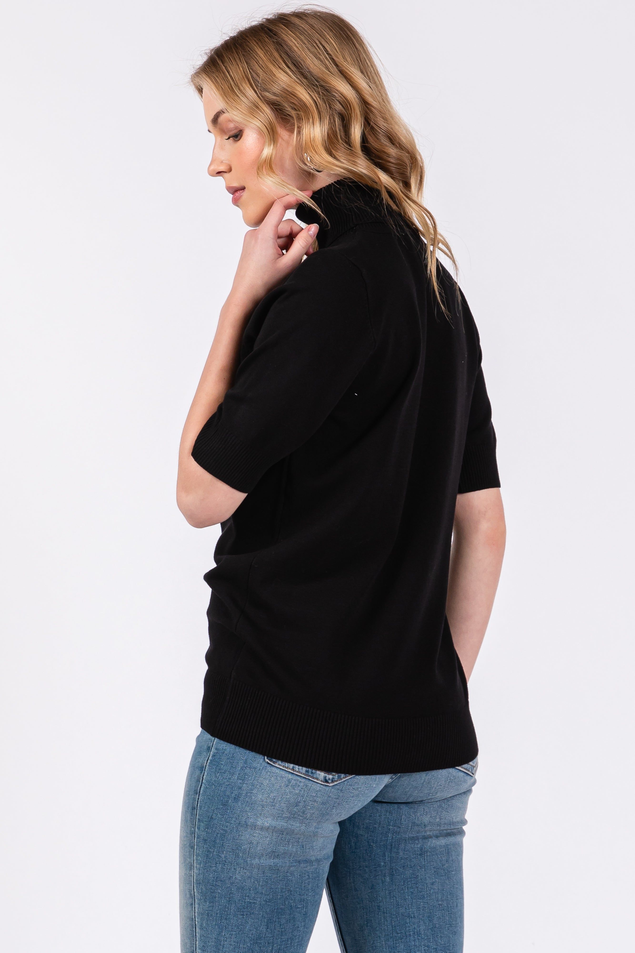 Black Turtleneck Knit Top sold by Pinkblush product image thumbnail 4