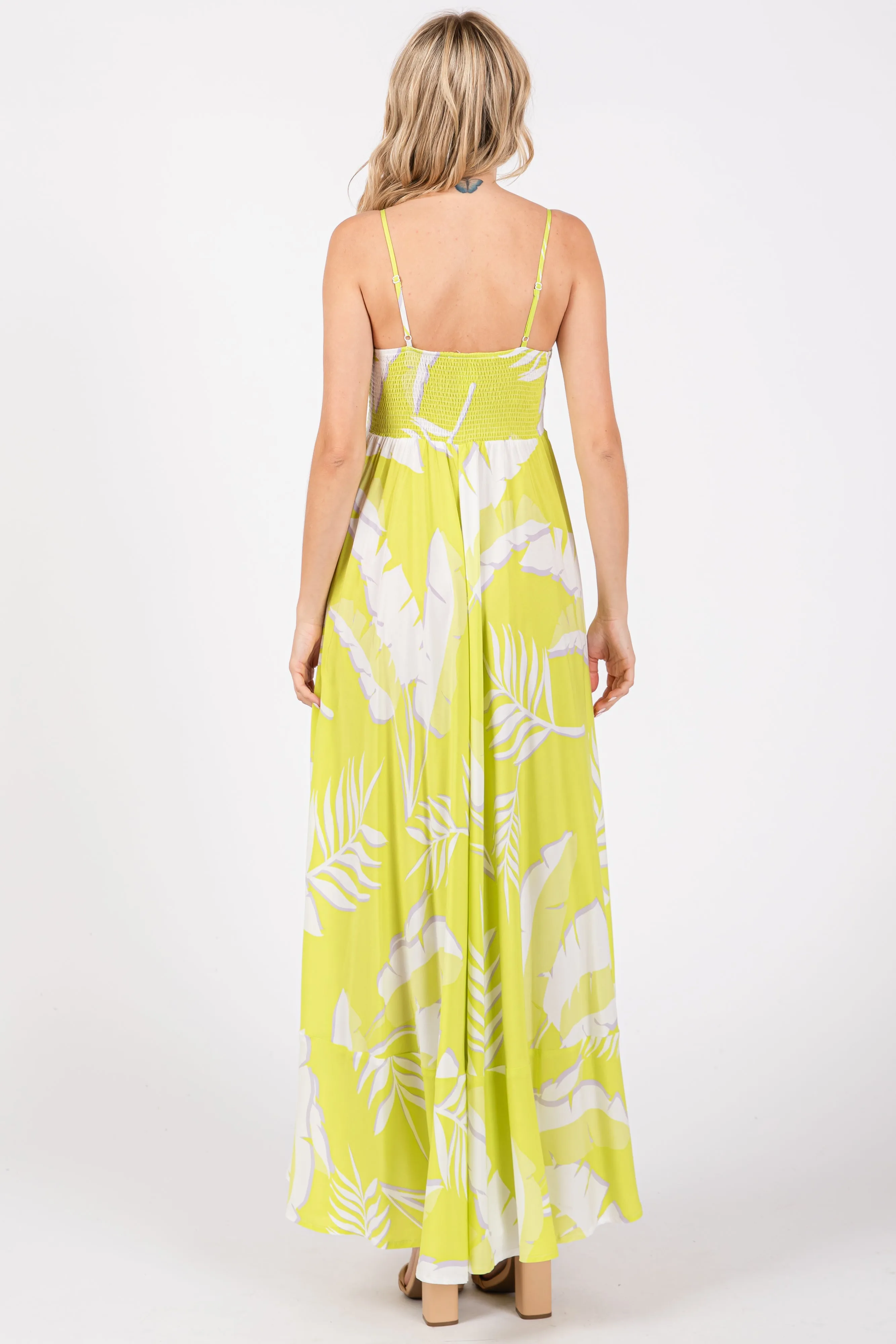 Lime Leaf Print Sleeveless Maxi Dress sold by Pinkblush product image thumbnail 3