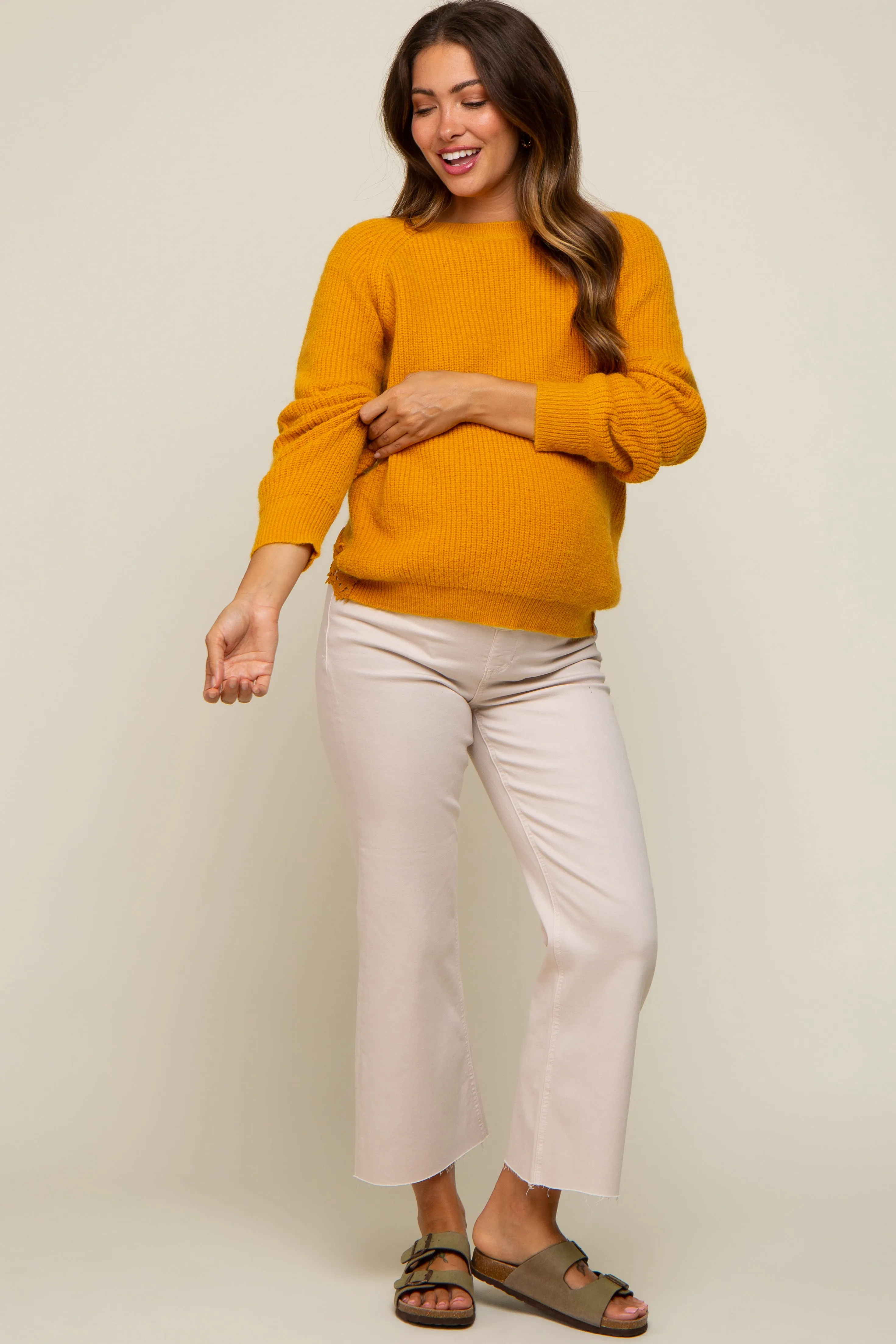 Yellow Back Cutout Lace Accent Maternity Sweater sold by Pinkblush product image thumbnail 5