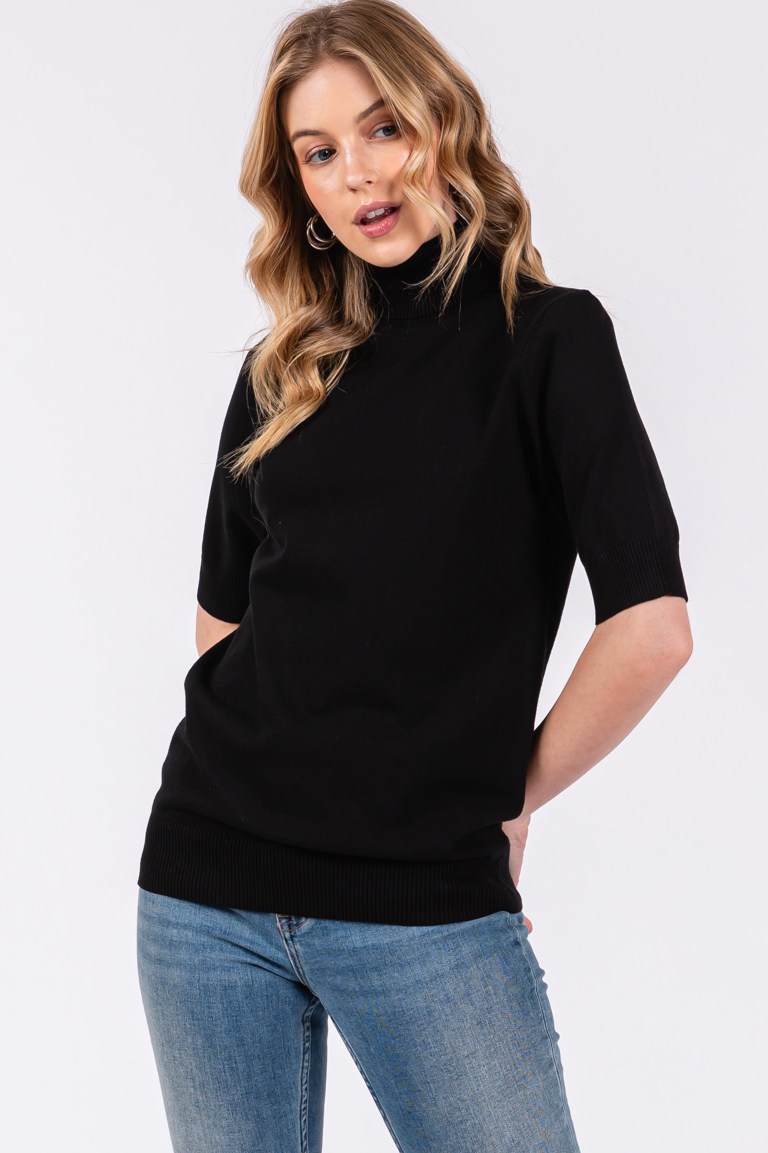 Black Turtleneck Knit Top sold by Pinkblush product image thumbnail 2