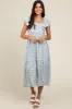 Blue Floral Ruffle Off Shoulder Maternity Midi Dress sold by Pinkblush