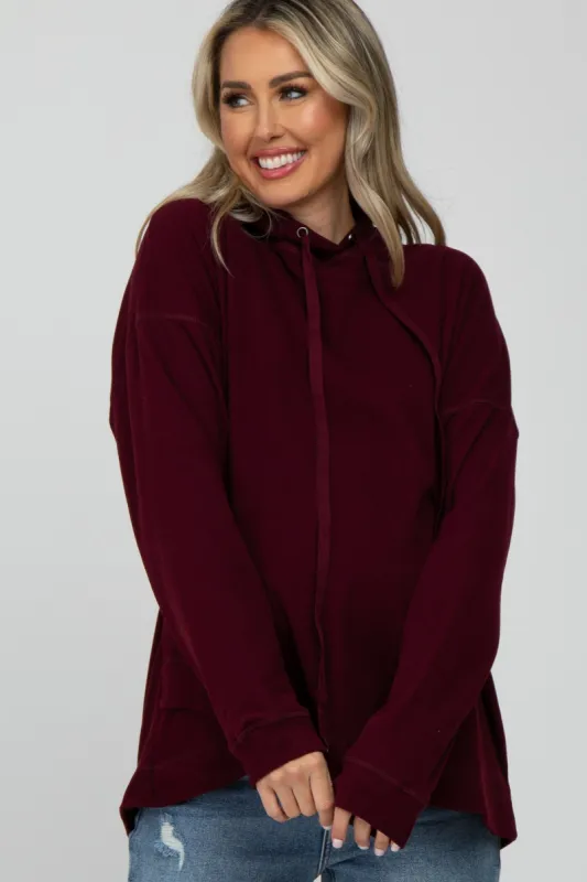 Burgundy Soft Brushed Hooded Maternity Top sold by Pinkblush