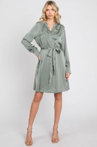 Sage Silky Sash Tie Maternity Dress sold by Pinkblush