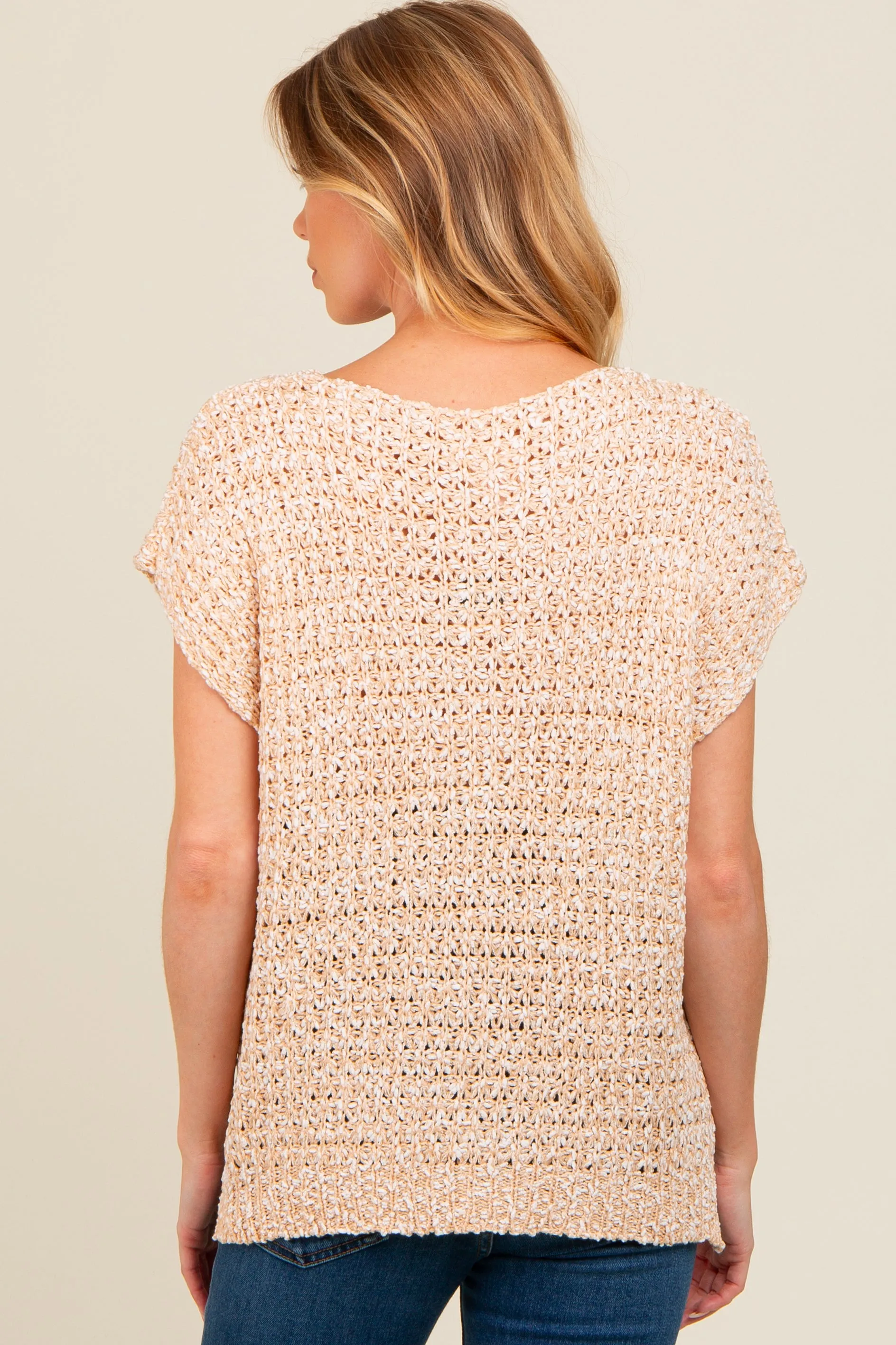 Beige V-Neck Sweater Maternity Top sold by Pinkblush product image thumbnail 3