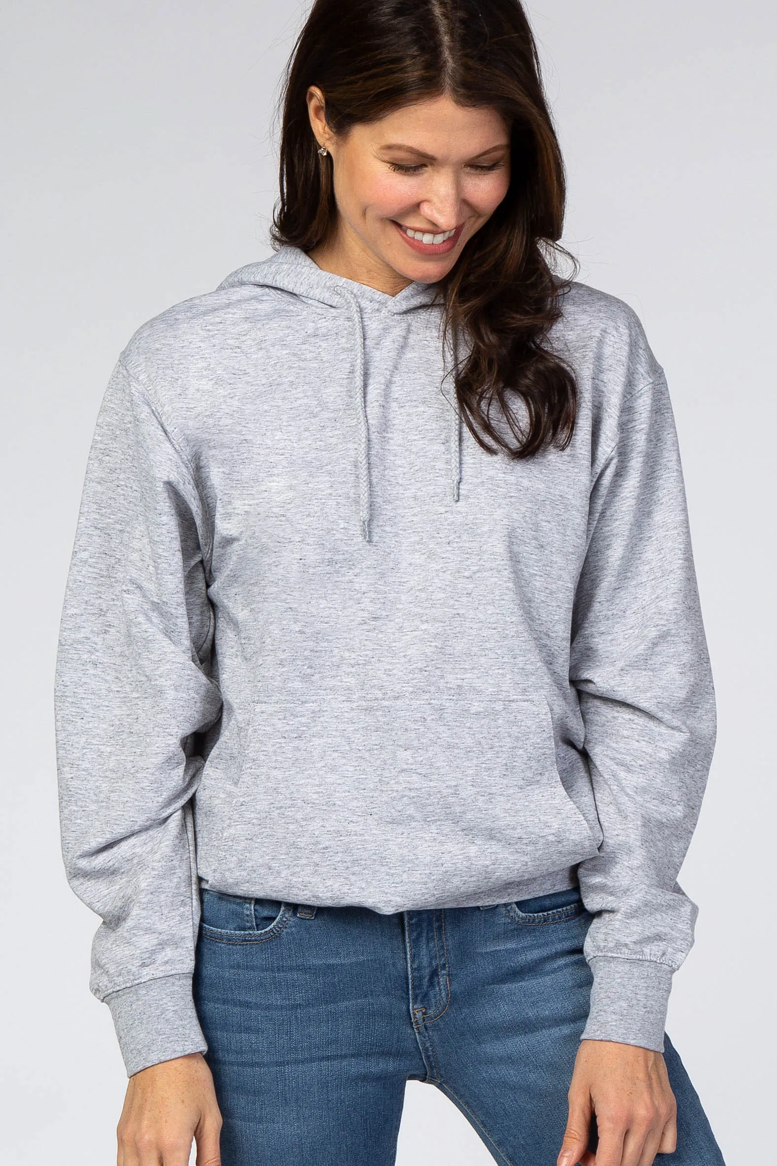 Heather Grey Basic Hooded Maternity Sweatshirt sold by Pinkblush product image thumbnail 5