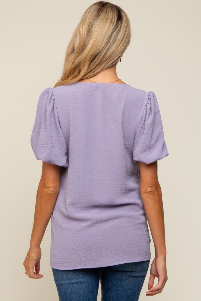 Lavender Puff Sleeve V-Neck Maternity Top sold by Pinkblush product image thumbnail 3