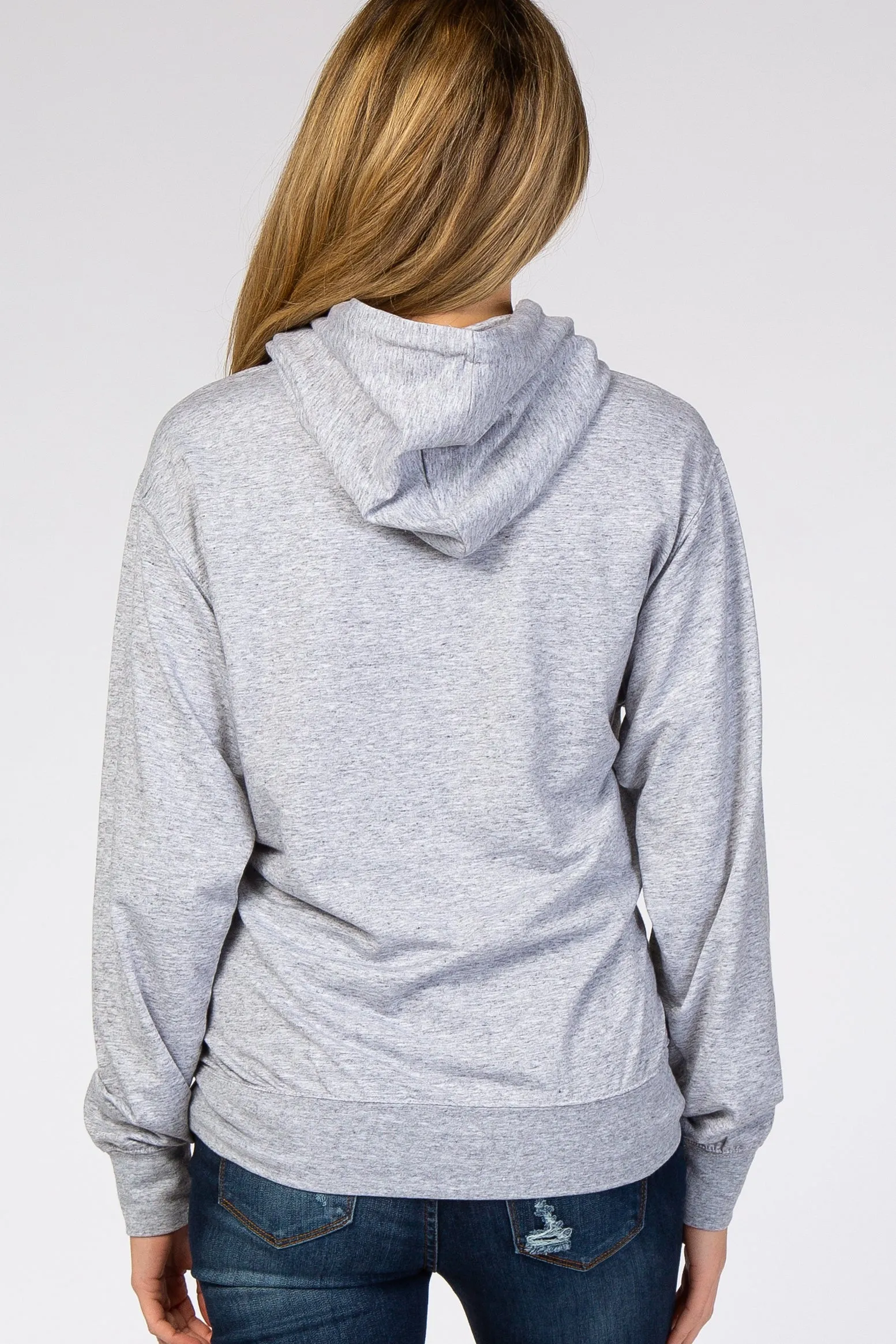 Heather Grey Basic Hooded Maternity Sweatshirt sold by Pinkblush product image thumbnail 3