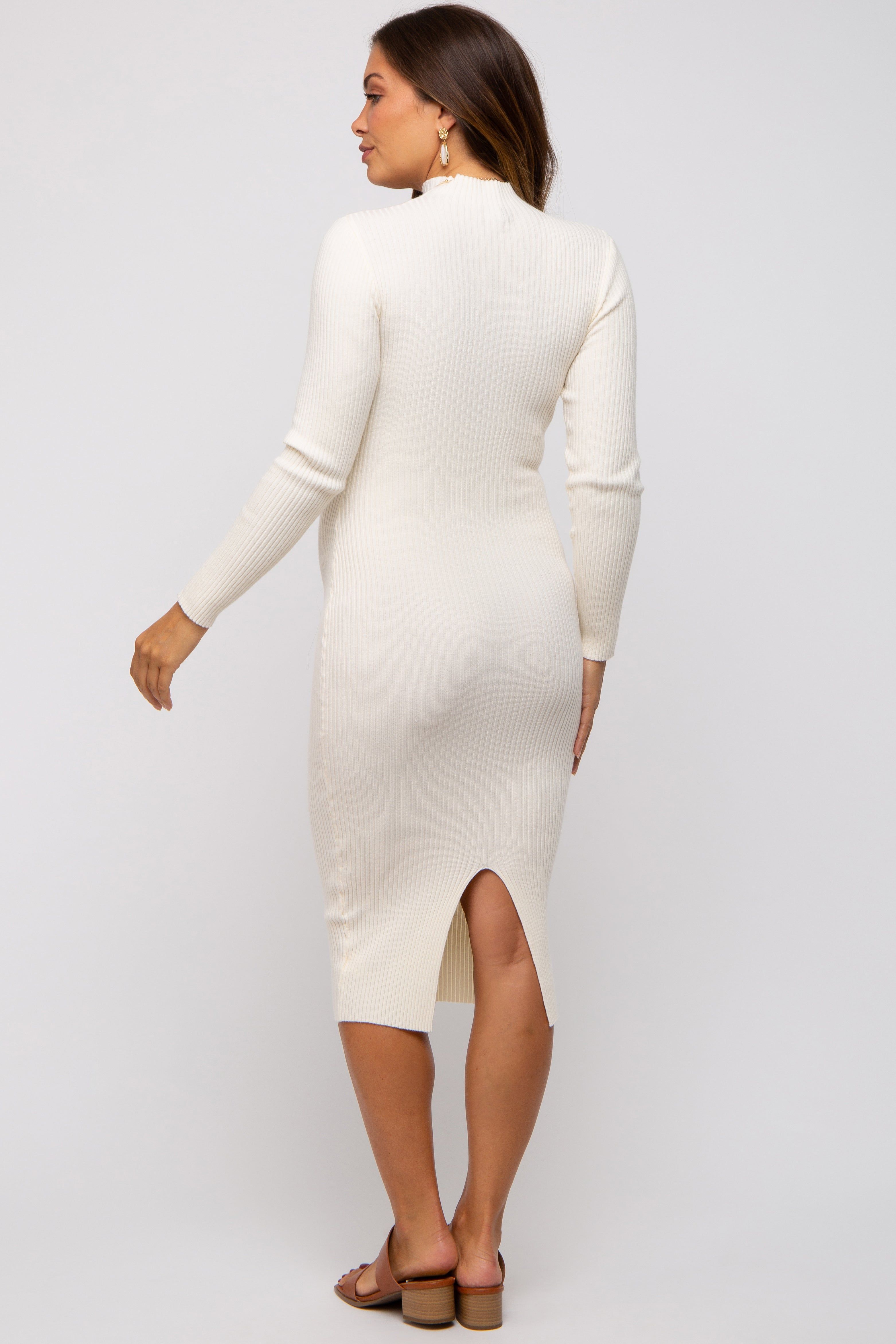 Cream Cutout Fitted Maternity Knit Dress sold by Pinkblush product image thumbnail 2