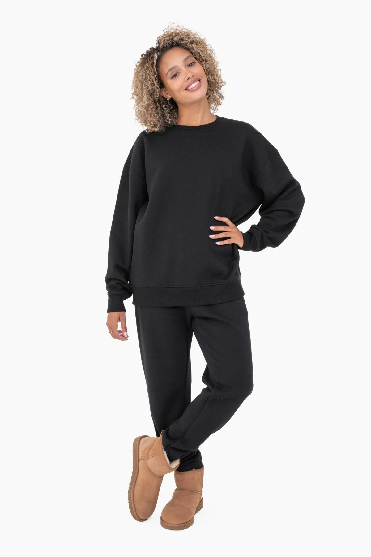 Black Soft Knit Fleece Lined Sweatshirt sold by Pinkblush product image thumbnail 4